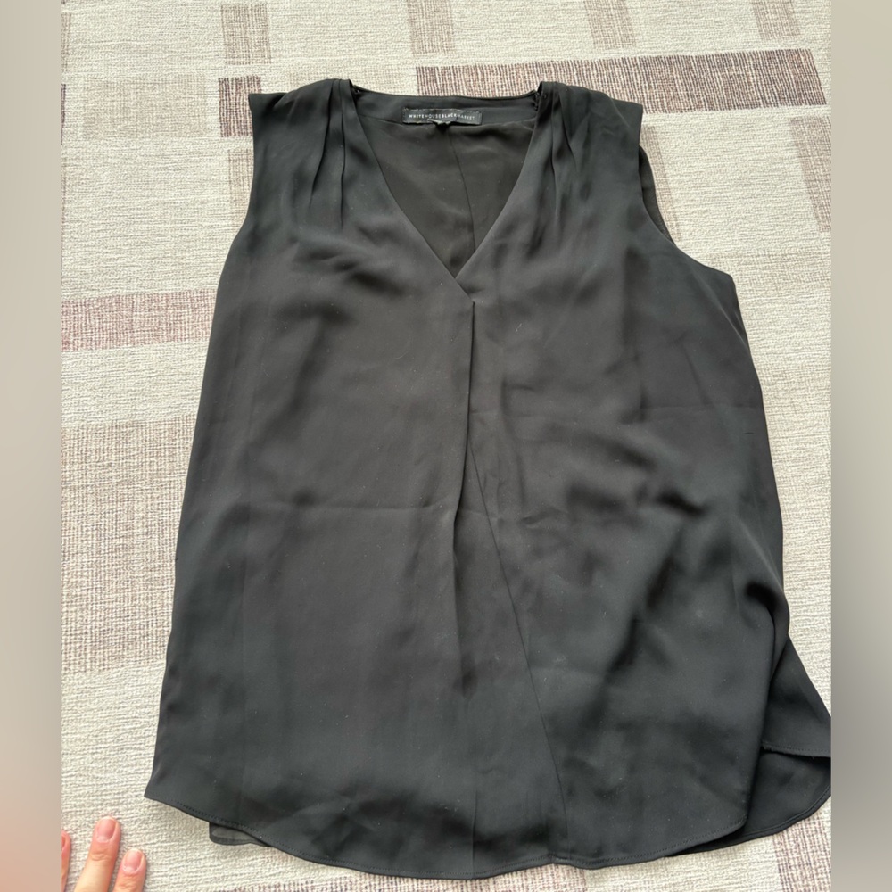 WHBM 2 Petite Altered White Sleeveless Top